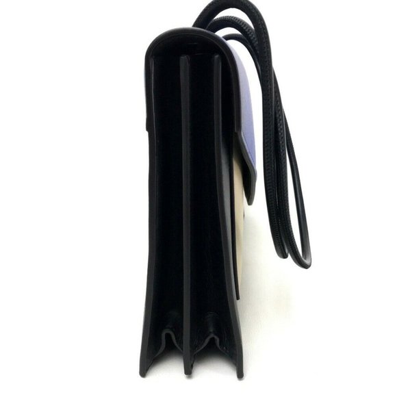 CELINE Tricolor Leather Shoulder Bag Black/Blue/Be - Picture 9 of 9